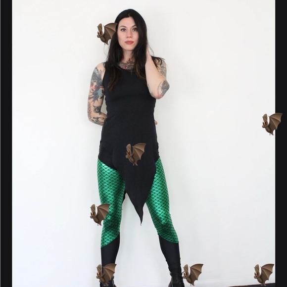 Handmade iridescent mermaid fish scales metallic leggings-XL - Picture 1 of 10